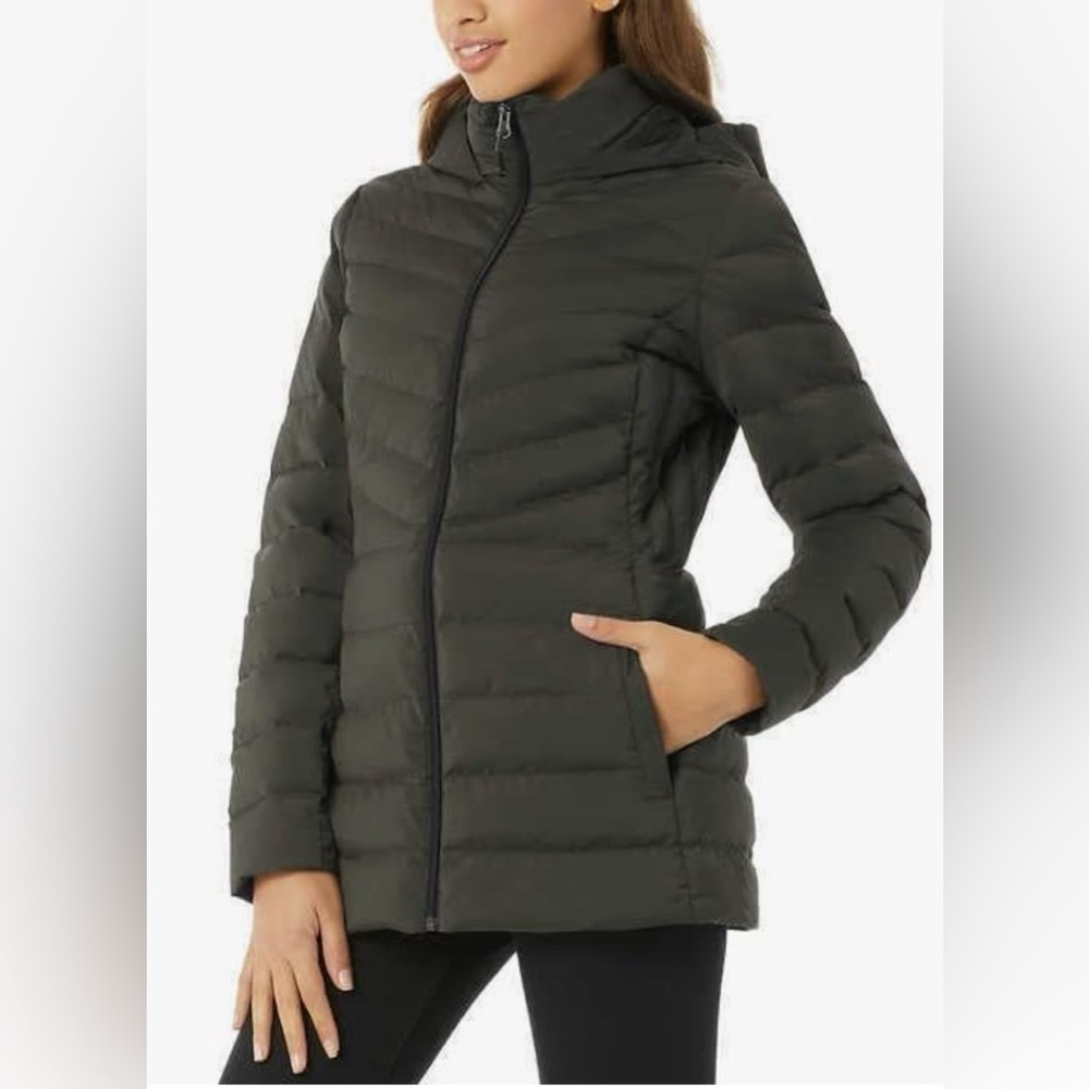32 Degrees Heat Women's Hooded 4-Way Stretch Jacket (Arol Green, mediuml)